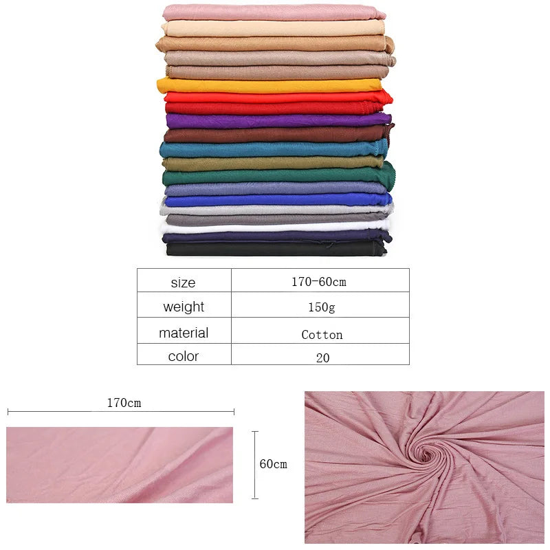 Fashion Modal Cotton Jersey Hijab Scarf Long Muslim Shawl Plain Soft Turban Tie Head Wraps For Women Africa Headband 170x60cm