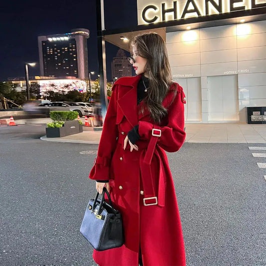 Long Woolen Jacket Women's Overcoat Autumn Winter