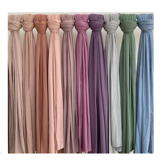 Muslim Women Stretchy Jersey Hijab Plain Cotton Jersey Hijabs  Islamic Soft Turban Head Wraps Headscarf 170X60cm