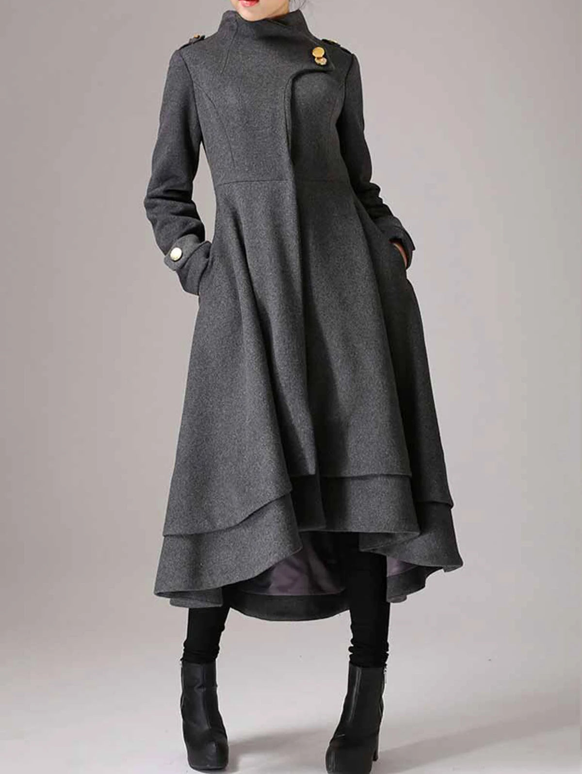 Vintage Women Long Coat Autumn Slim Waist Winter Trench Coat Long Outerwear