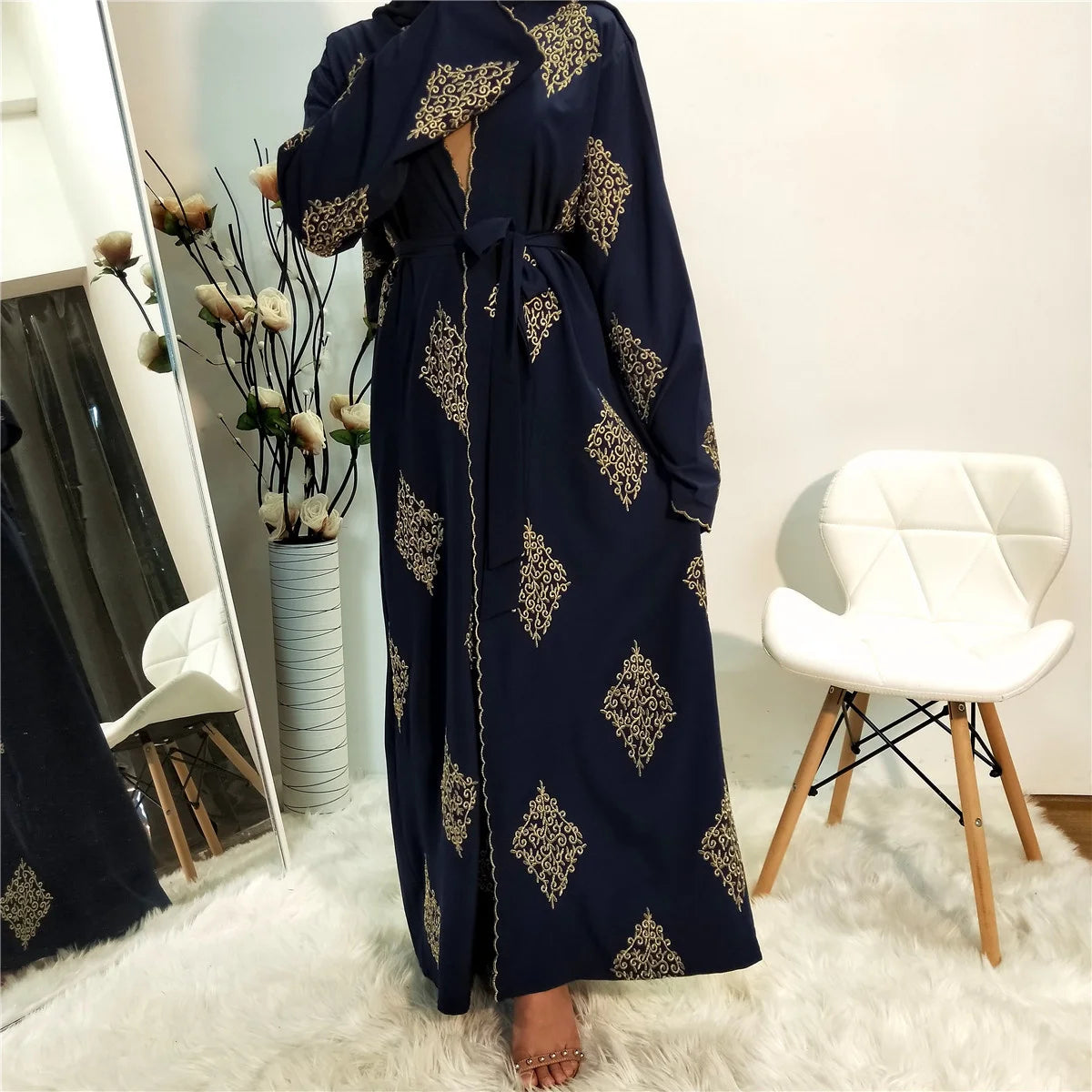 Black Abaya For Women Dubai Muslin Islam Arabic Women's Gold