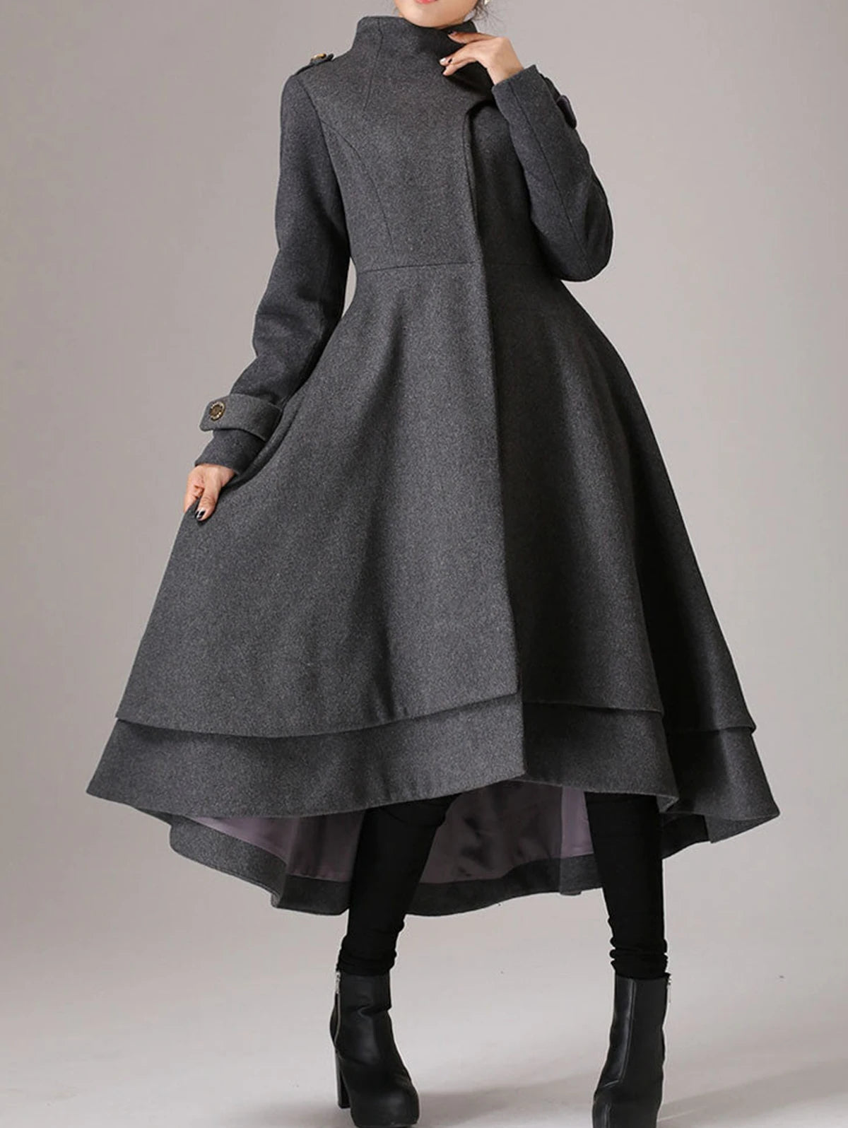 Vintage Women Long Coat Autumn Slim Waist Winter Trench Coat Long Outerwear