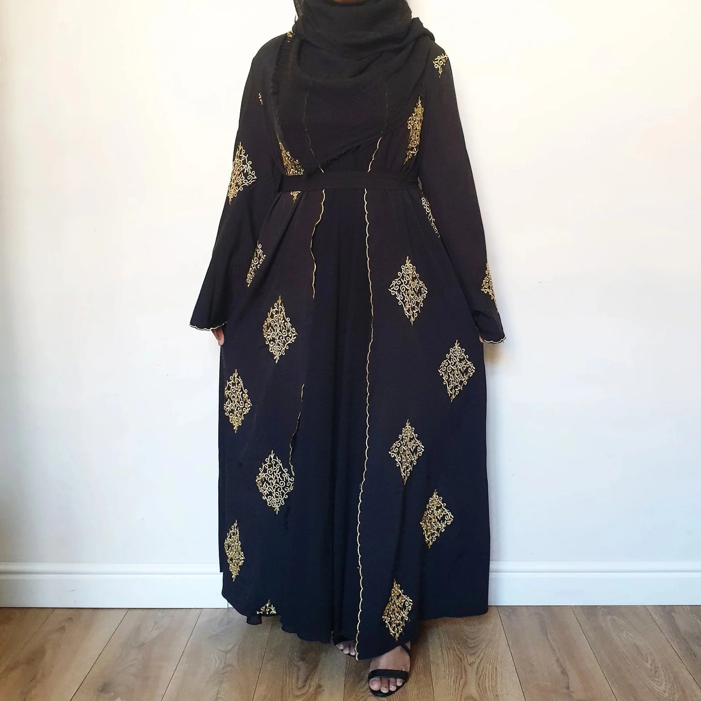 Black Abaya For Women Dubai Muslin Islam Arabic Women's Gold