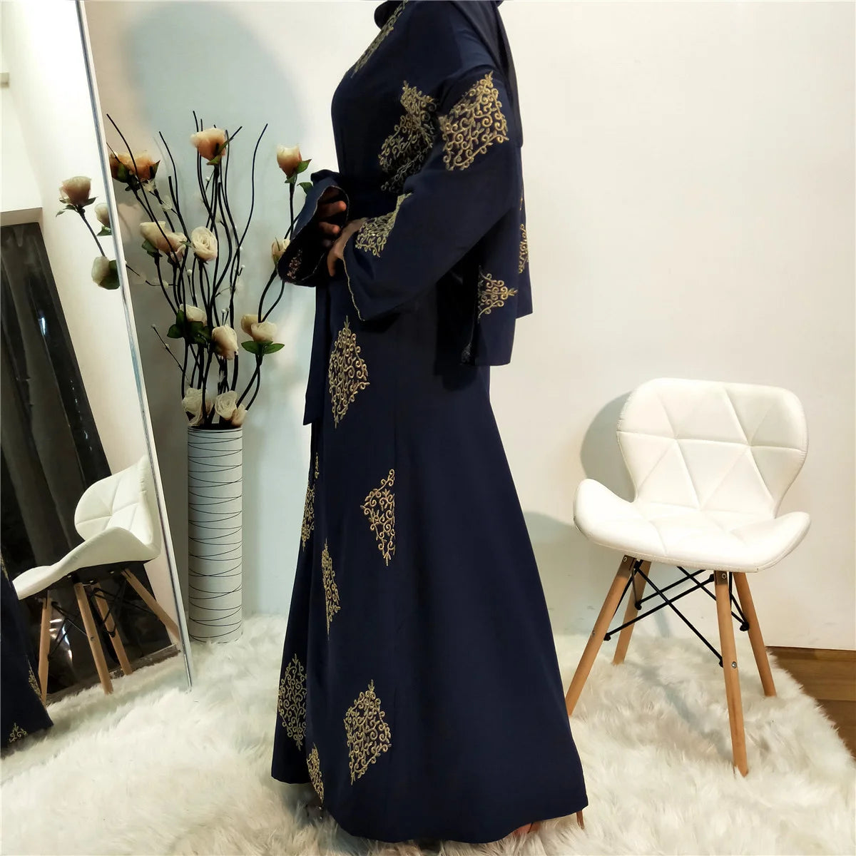 Black Abaya For Women Dubai Muslin Islam Arabic Women's Gold