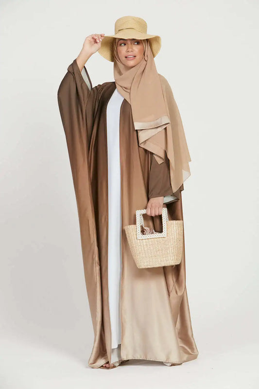 Spring Vibrant Tie Dye Open Abayas for Women Fashion Loose Long Sleeve Cardigan Casual Muslim Cardigan Batwing Sleeve Kaftan