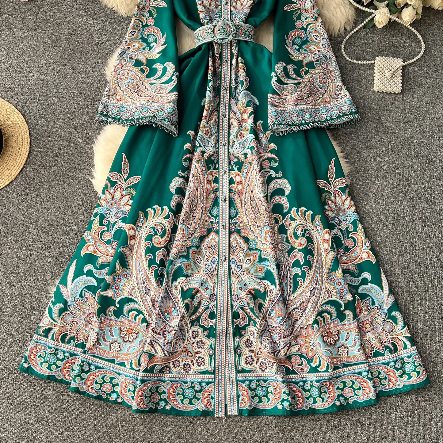 Elegant Long Luxury Dress for Women Floral Printed